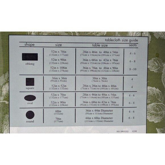 Green White Harvest Fruit PEVA Tablecloth 52 x 90-in Flannel Backing Kitchen NIP - Picture 5 of 6